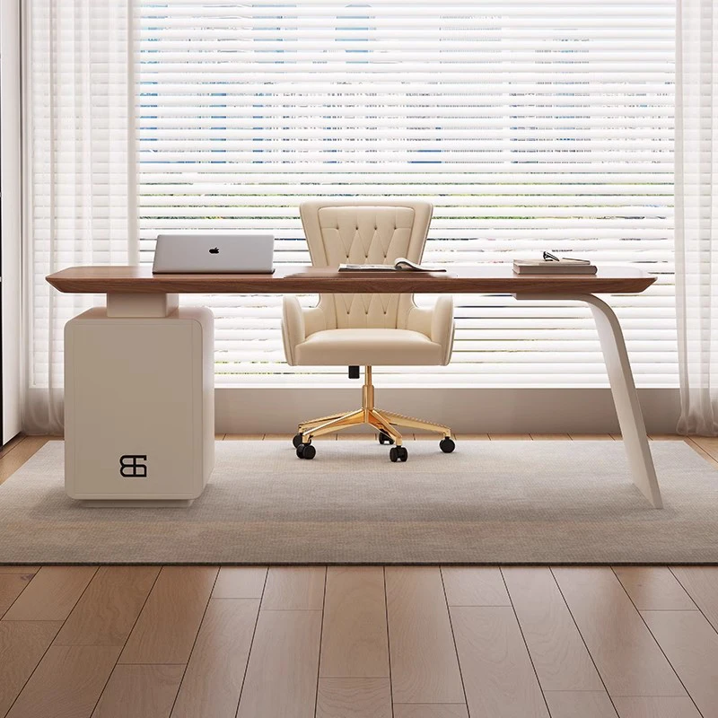 High End Lacquered Boss Desk Luxury Office Furniture Manager Desk President Executive Computer Desk With Storage Cabinet