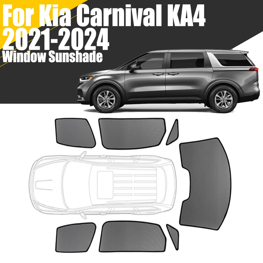 Custom Magnetic Car Window Sunshade For Kia Carnival KA4 2021  -  2024 Curtain Mesh Front Windshield 2022 2023