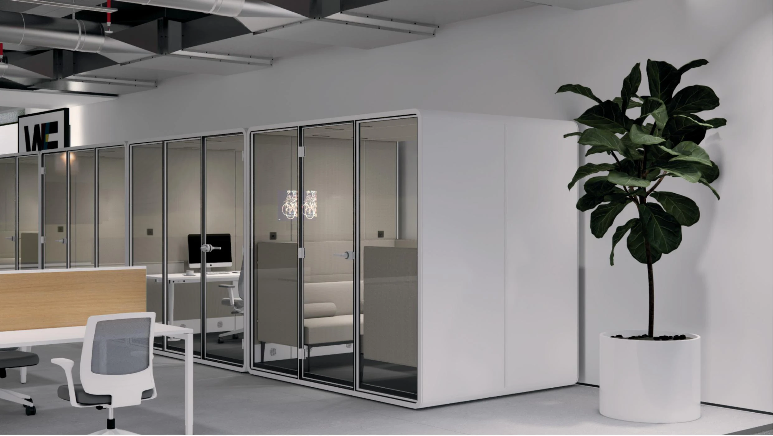 Hooqu وحدات مشتركة الخصوصية الصوتية المحمول المنقولة الصمت عازلة للصوت كشك الهاتف 2 شخص مكتب القرون