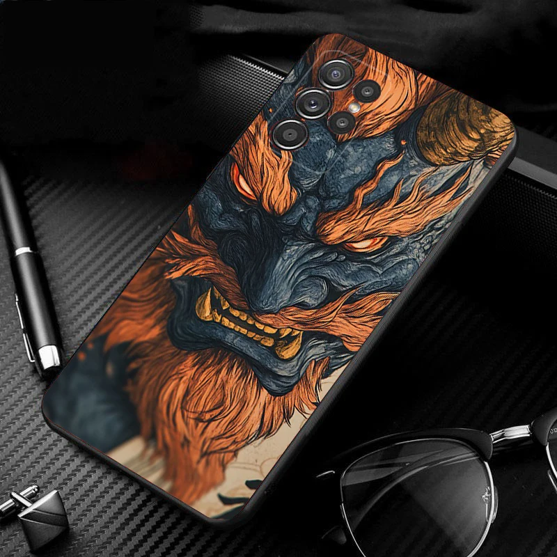 

Japanese Oni Mask Devil Art Phone Case For Samsung Galaxy S25 S24 S23 S22 S21 Ultra S24 S23 S22 S21 S25 Plus S24 S20 FE
