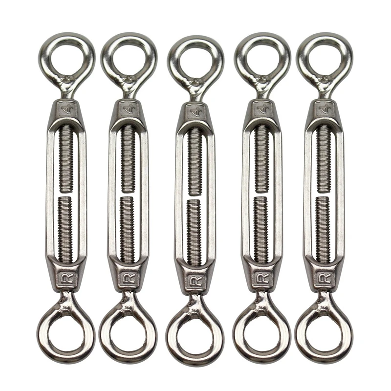 M4 Stainless Steel 304 Eye & Eye Turnbuckle Wire Rope Tension (5Pcs)