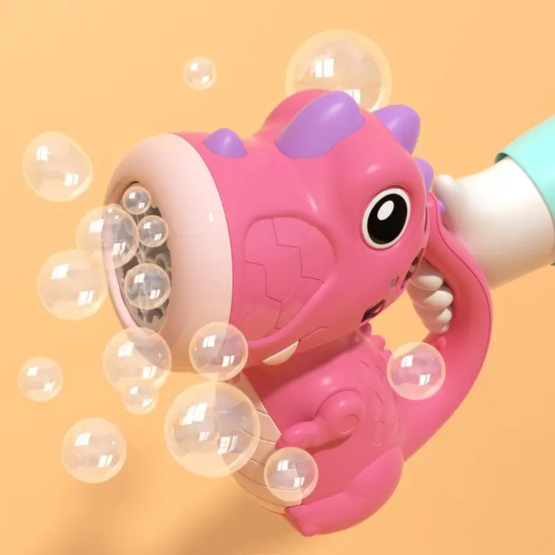 8 Hole Cartoon Dinosaur Electric Bubble Machine Automatic Handheld Bubble Blower Kids Toys Outdoor Party Wedding Game Girls Gift