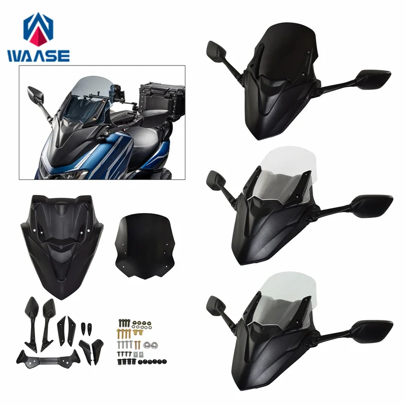 waase Windscreen Windshield Glass with Front Mask Panel Rear View Mirror For Yamaha N-MAX 125 155 NMAX125 NMAX155 2021 2022