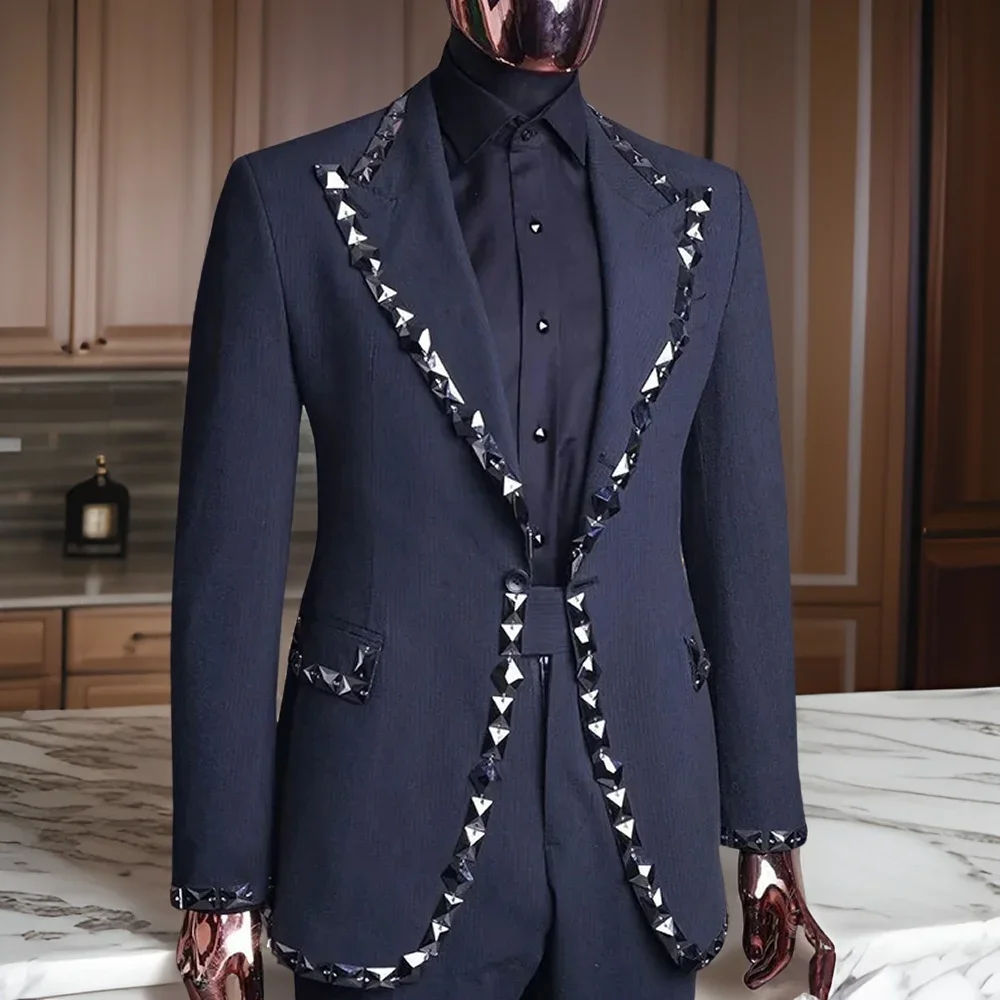 Temperament Sequined men's suit High Quality 2-piece Men's Suit Men's Stage Costume Wedding Tuxedos Special Occasion Gowns