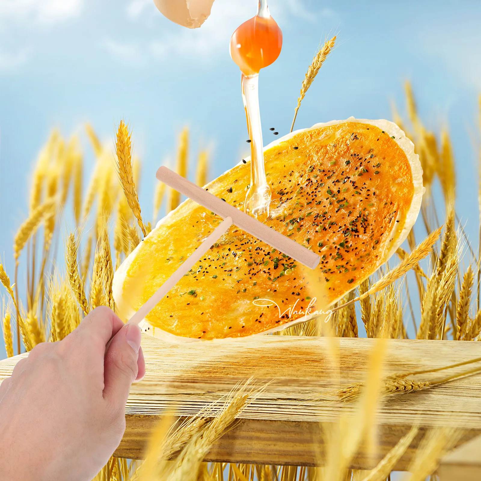 

Wooden Crepe Spreader Tool for Pancake Maker Uniform Spreading Dough Thin Crepes Easy Use Kitchen Utensils Batter Pourer