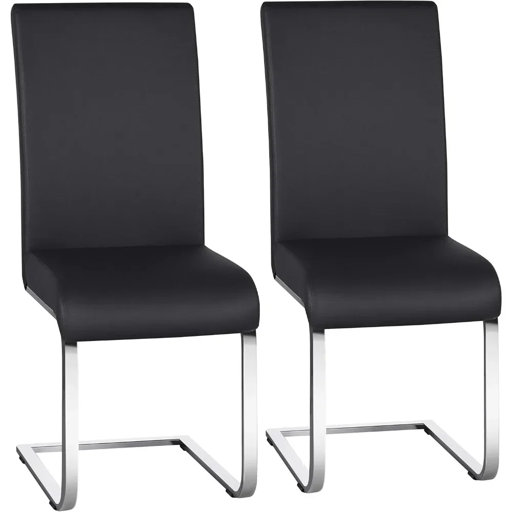 Modern Living Room Chairs,Leather Upholstered Side Chairs with Metal Legs for Kitchen Wedding, Set of 2