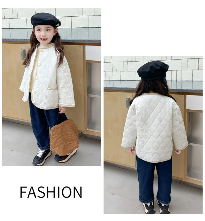 Girls Warm Jackets Teen Plus Velvet Coats Children\'s Winter Cotton Cardigan Blouse Kids Autumn Padded Casual Outerwear 3-10Y