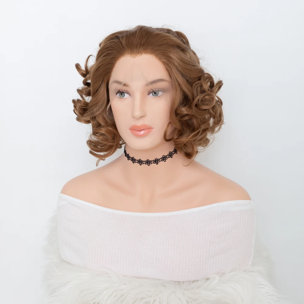 Synthetic Lace Front Wig HD Transparent Hairline Natural Looking Short Shoulder Length Color Bleached Blonde Bob Wig for Women