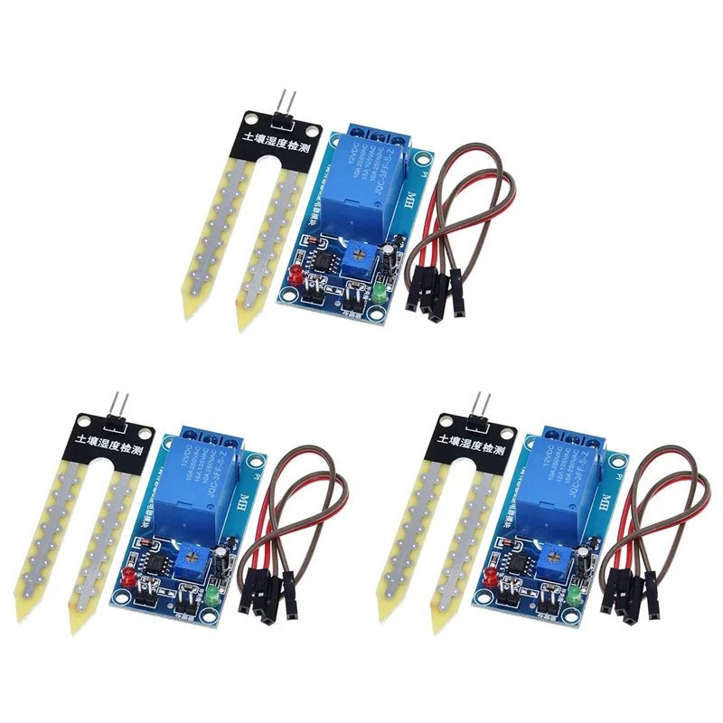 ABGI-3X DC 12V Soil Moisture Sensor Relay Control Module Automatic Watering Of The Humidity Starting Switch