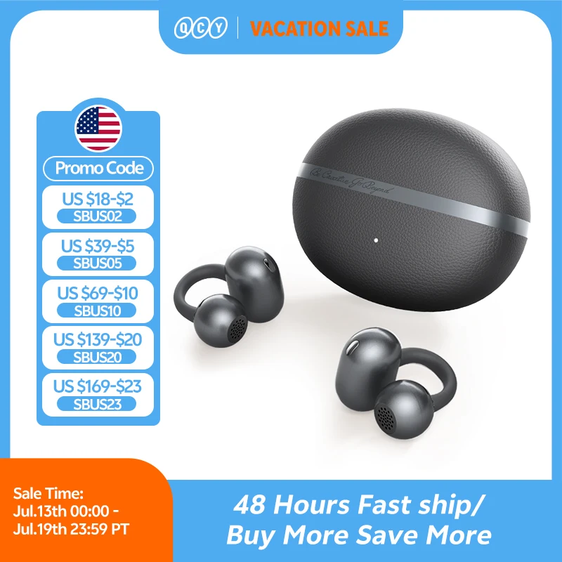 QCY Crossky C50 Open Ear Wireless Earbuds Bluetooth 6.0 Comfort Clip On 