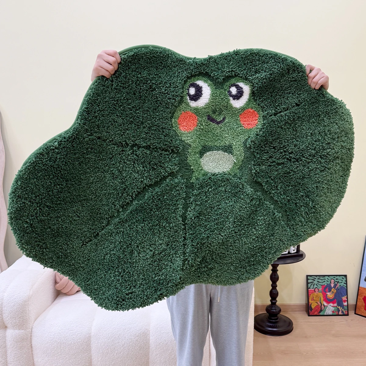 Cartoon Green Frog Flocking Rug Cute Fluffy Bath Door Study Dorm Mat Soft Modern Simplicity Carpet for Boy&Girl Bedroom Floor