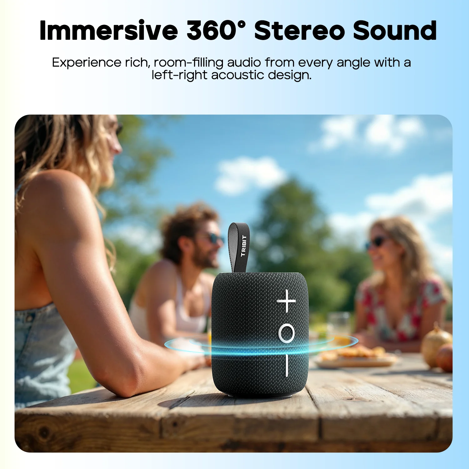 Tribit StormBox Mini+ Bluetooth Speaker, 12W 360° Sound With XBass, LEDs, 12 Hours Playtimes, IPX7 Waterproof For Hiking Outdoor view 2