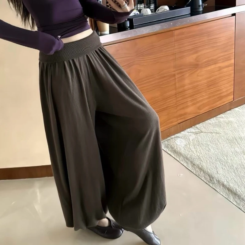 Spring Autumn Relaxation Wool Ankle-Length Trousers Women 2026 New Fashion Loose Casual Pants Bloomers Pure Colour Female