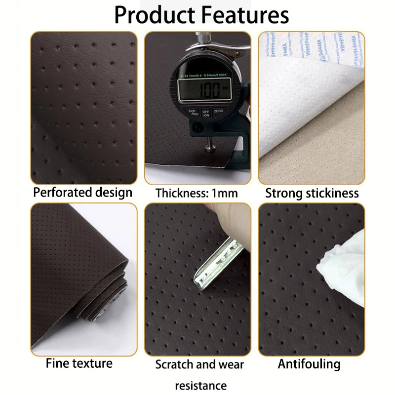 Breathable Self Adhesive Leather Thick Perforated Leather Repair Patches for Sofa Couch Car Seat Furniture PU Learher Sticker