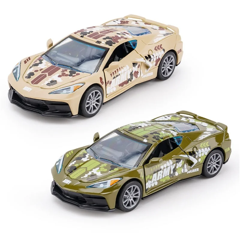 Brinquedo modelo de carro esportivo de liga para crianças, carro puxado, ornamentos de coleção, presente, simulação de 2 portas