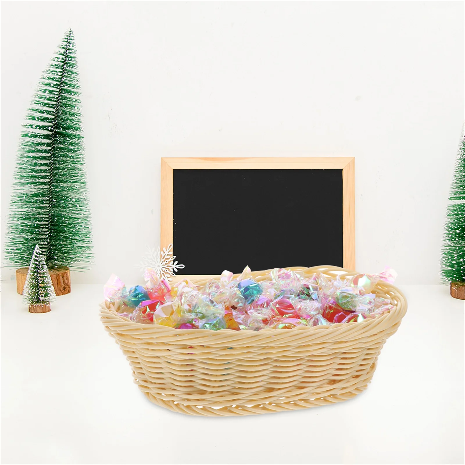 

Rattan Bin Oval Rattan Storage Basket Shape Yellow Candy Fruit Snack ganizer Home Kitchen Decorative Bin Storage