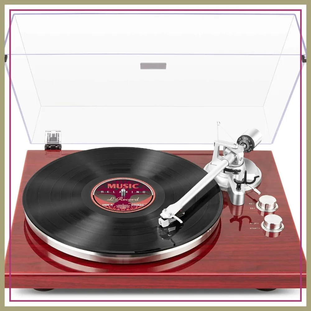 

Belt Drive Turntable with Bluetooth, Built-in Phono Pre-amp, USB Output, Vinyl Record Player, 33/45 RPM