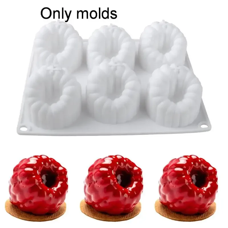 

1 Piece DIY Chocolate Dessert Baking Tool For Baking Lovers Pastry Molds 6 Cavity Silicone 3D Raspberry Shape Cake Mold