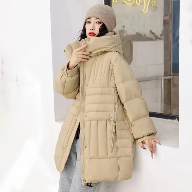 Women's Loose Hooded Puffer Coat, Down Jacket, Korean Simple Casual, Stylish Outerwear, Thickened, Warm, Winter, New