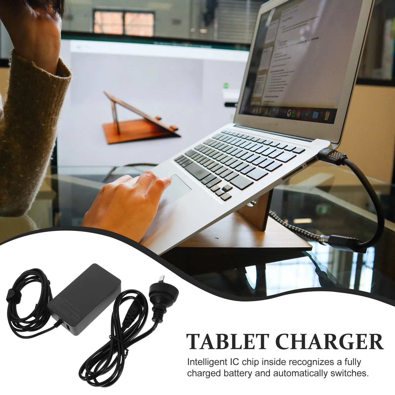 

1pc 15V 65W Power Adapter For Surface Travel Portable Professional Durable Intelligent Ic Overcharge Protection