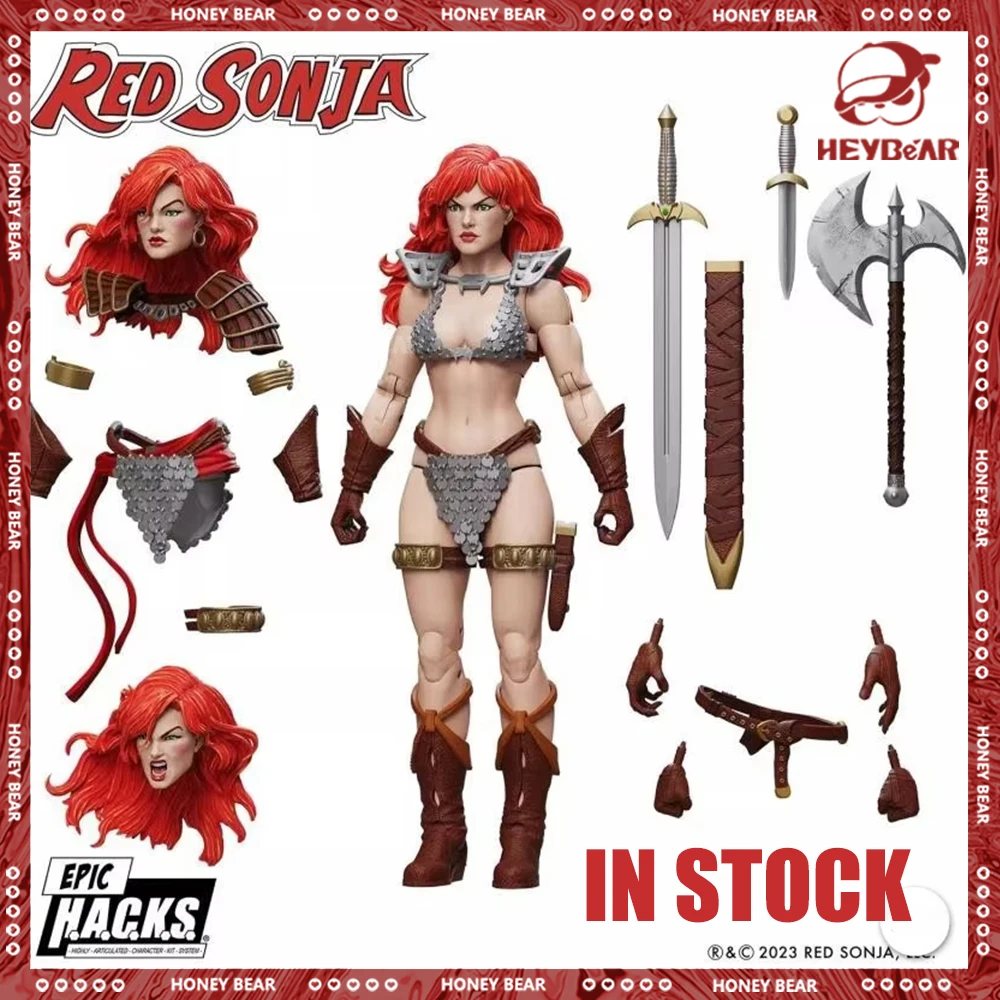 متوفر في المخزون Boss Fight Studio بمقياس 1/12، شخصية Red Sonja للذكرى الخمسين ملحمة H.A.C.K.S. سلسلة مع قاعدة عرض نموذجية مفصلة #1