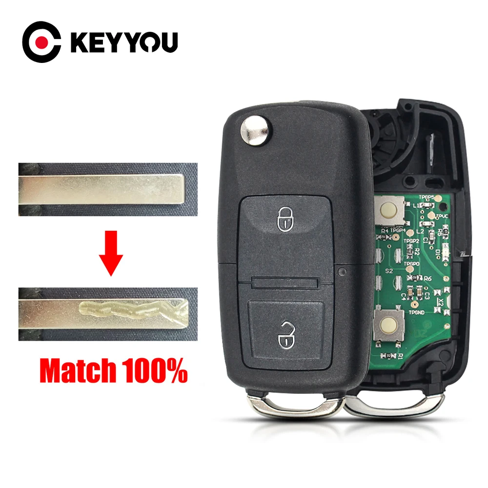 KEYYOU WIth Cutting Service 2 Button Remote Key 1J0959753AG for Seat Arosa Cordoba Ibiza Leon Toledo Vario 2002 - 2009 ID48 Chip