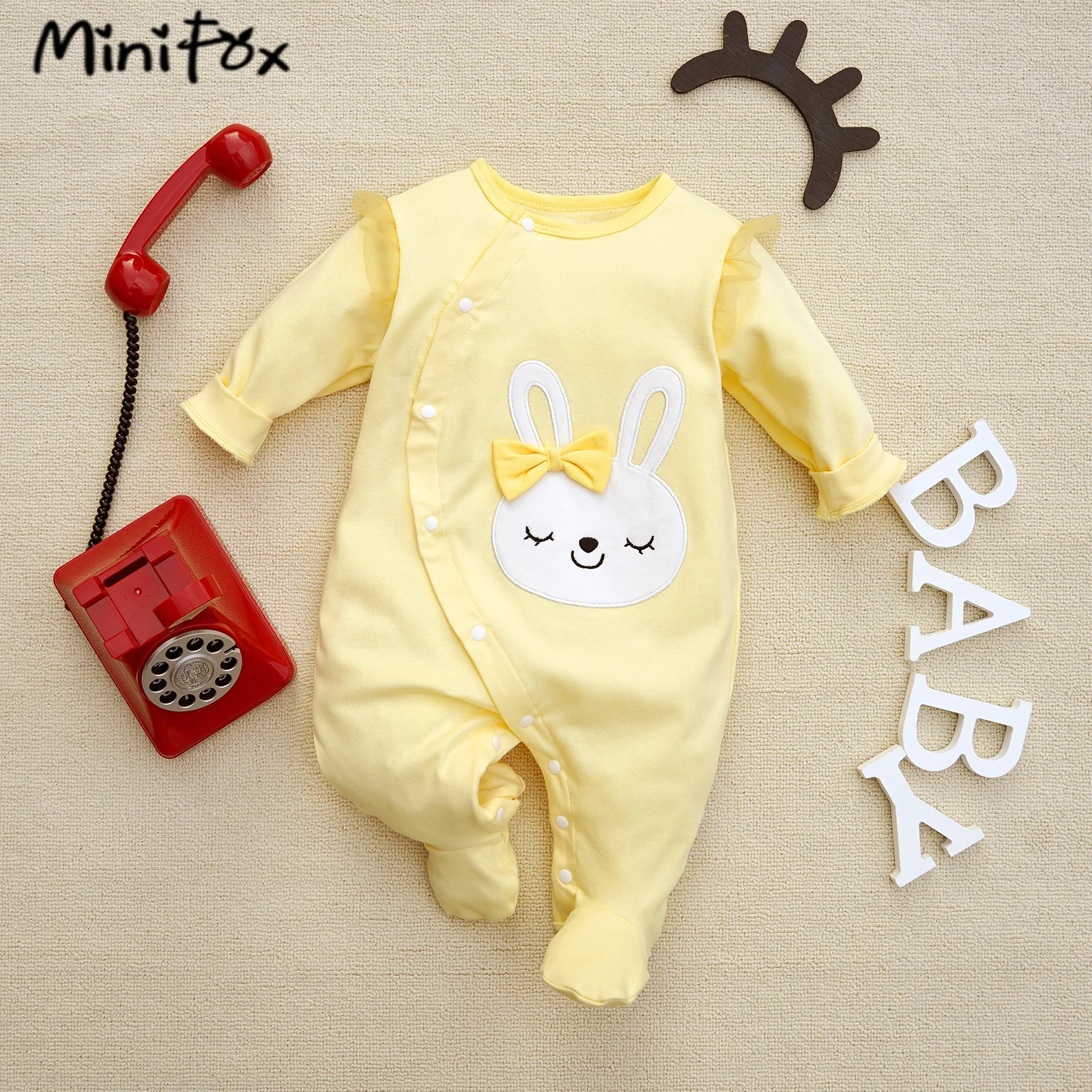 100% Cotton Baby Girl Clothes Cute Romper Jumpsuit Rabbit Cow Animas Print Infants Bodysuit Onesies Newborn Footed Pajamas