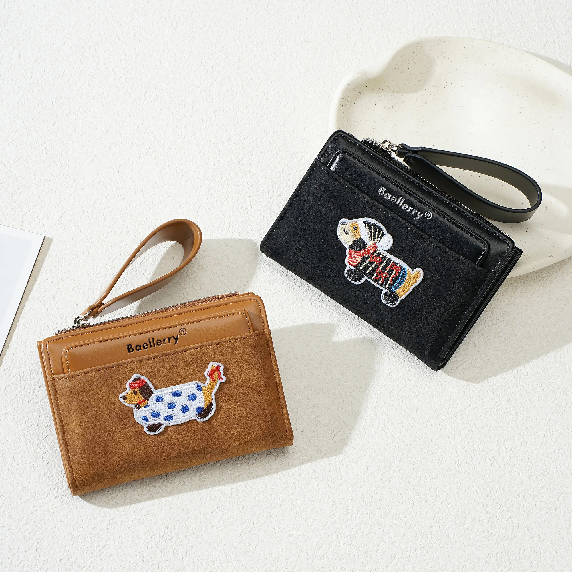 1 Stück Damen-Geldbörse mit Dackel-Stickerei, Tägliche Geldbörse mit Reißverschluss-Münzfach und Handschlaufe, Niedliches Hundemuster, Geburtstagsgeschenk, Valentinstagsgeschenk – Detail 18