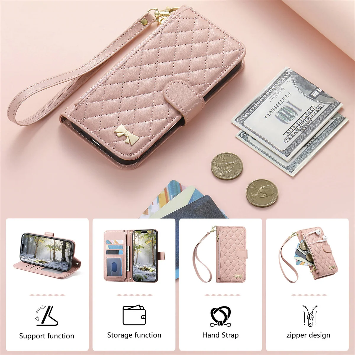 شريط للرسغ حافظة هاتف جلدية لهاتف آيفون اير 17 برو ماكس 16 بلس 15 14 13 12 فتحات بطاقة المحفظة غطاء حماية مقاوم للصدمات #3