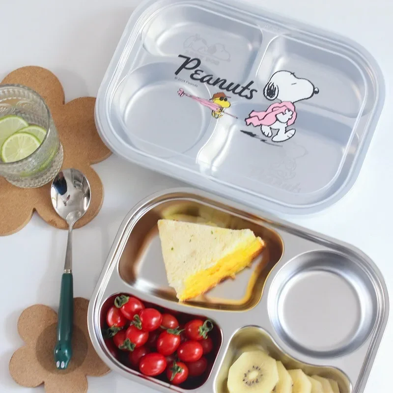 MINISO Snoopy Divide The Lunch Box Student Plates Picnic Portable Insulated Bucket Travel Storage Bowl Holiday Gifts Perimeter