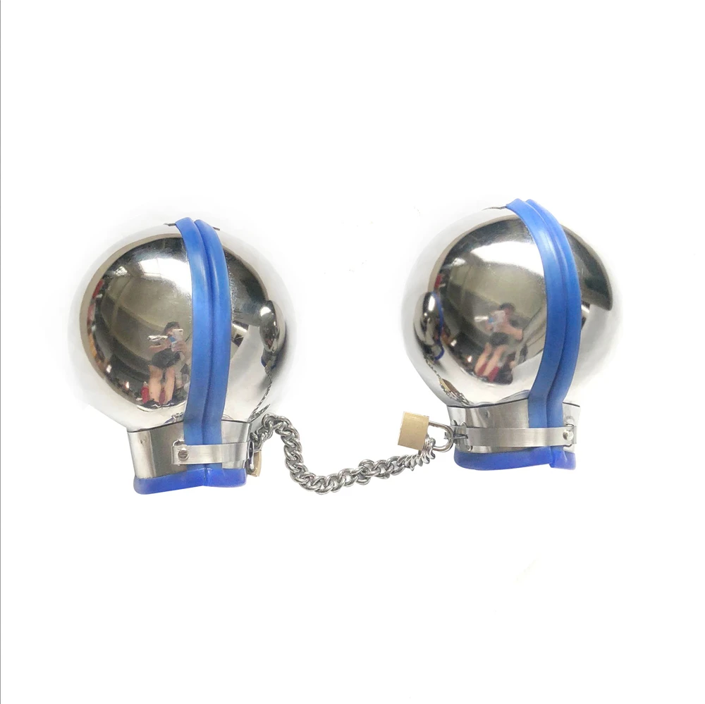 Stainless Steel Metal Ball Head Hood Helmet BDSM Bondage Closed Handcuffs Chain Adult Sex Toys Dog Slave Fetish  Device