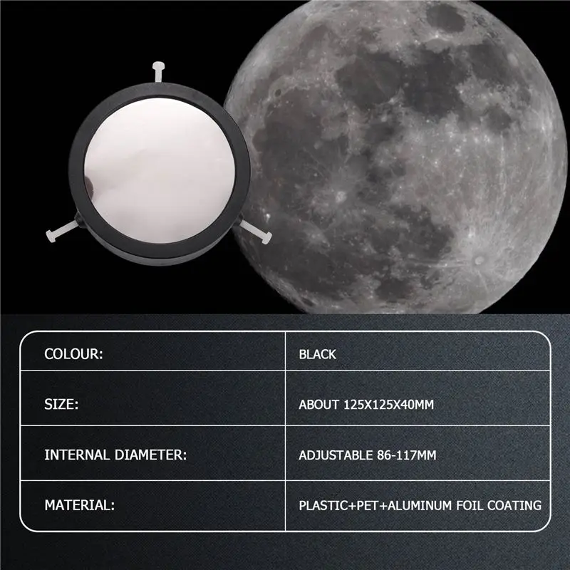 ABVB-Film solaire réglable, filtre de protection pour objectif, cadre 86-117 mm et film solaire, accessoires pour télescope astr