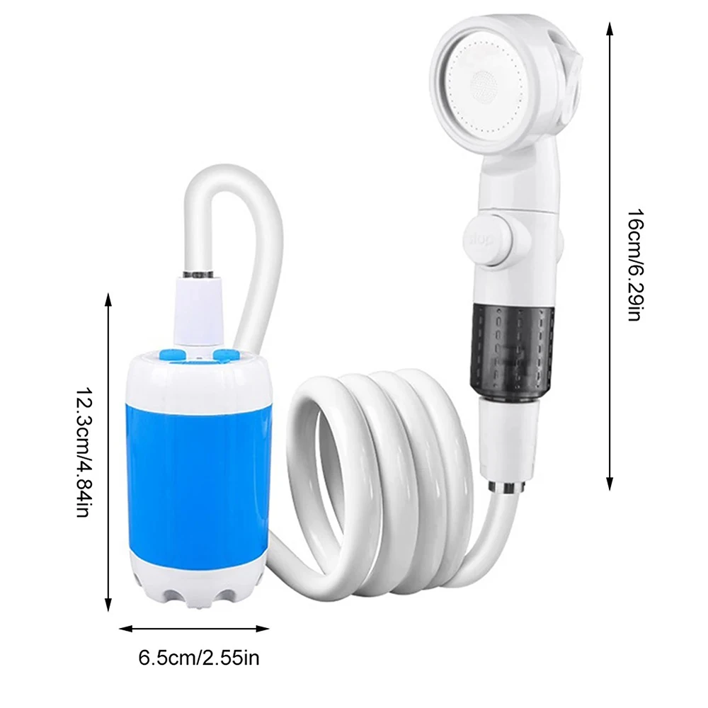 Tragbare Camping-Duschpumpe mit 4000mAh Akku und Digitalanzeige, wiederaufladbare elektrische Dusche für Reisen, Strand, Wohnheim, Haustiere, mit Schlauchhaken. – Detail 8