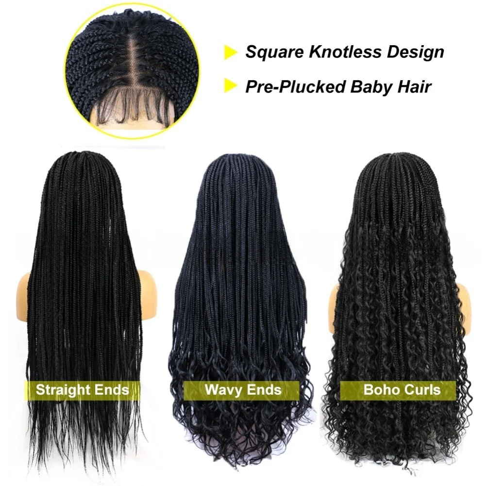 الاصطناعية صندوق الضفائر الكروشيه الدانتيل الباروكة طويل مستقيم شعر مضفر الباروكات 32 بوصة أومبير الاصطناعية صندوق الضفائر شعر مستعار درجة حرارة منخفضة شعر مستعار