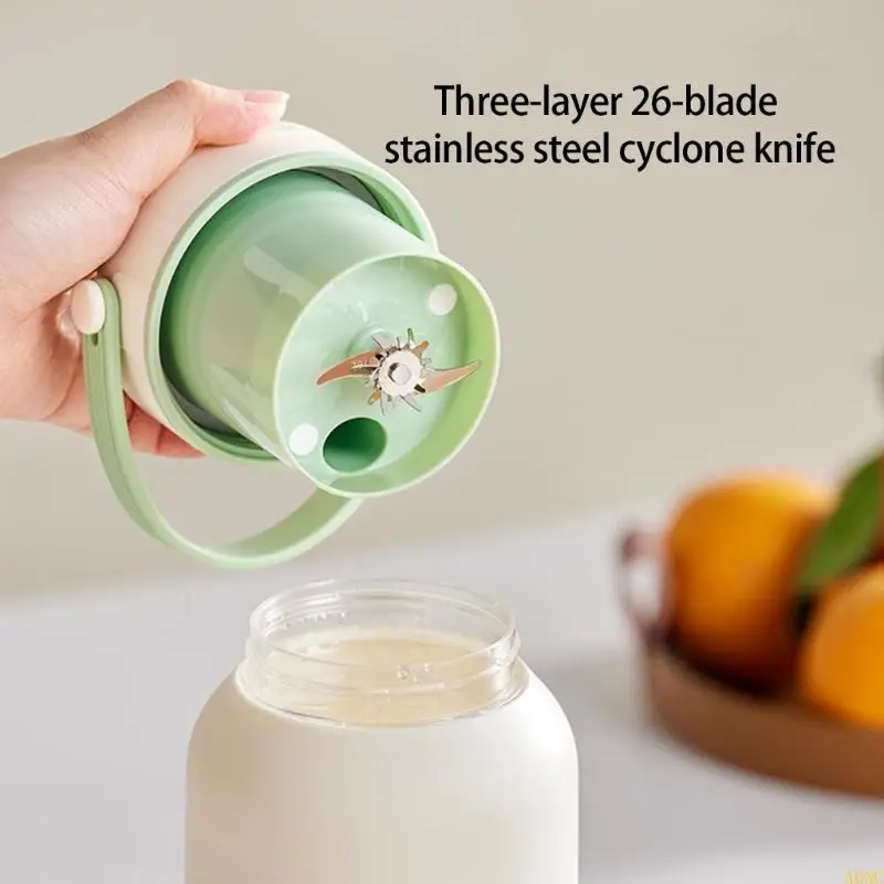 A0NC 효율적인 휴대용 쥬스 컵 스테인리스 스틸 블레이드 배터리 디스플레이 학생 및 바쁜 전문가를위한 주스 제조업체