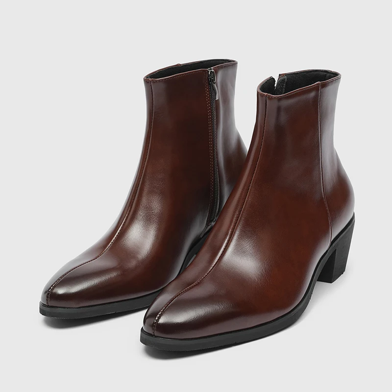 Fashion Versatile Classic Ankle Boots New Chelsea Boots Men Shoes PU Brown Business Casual British Style Street Party Wear