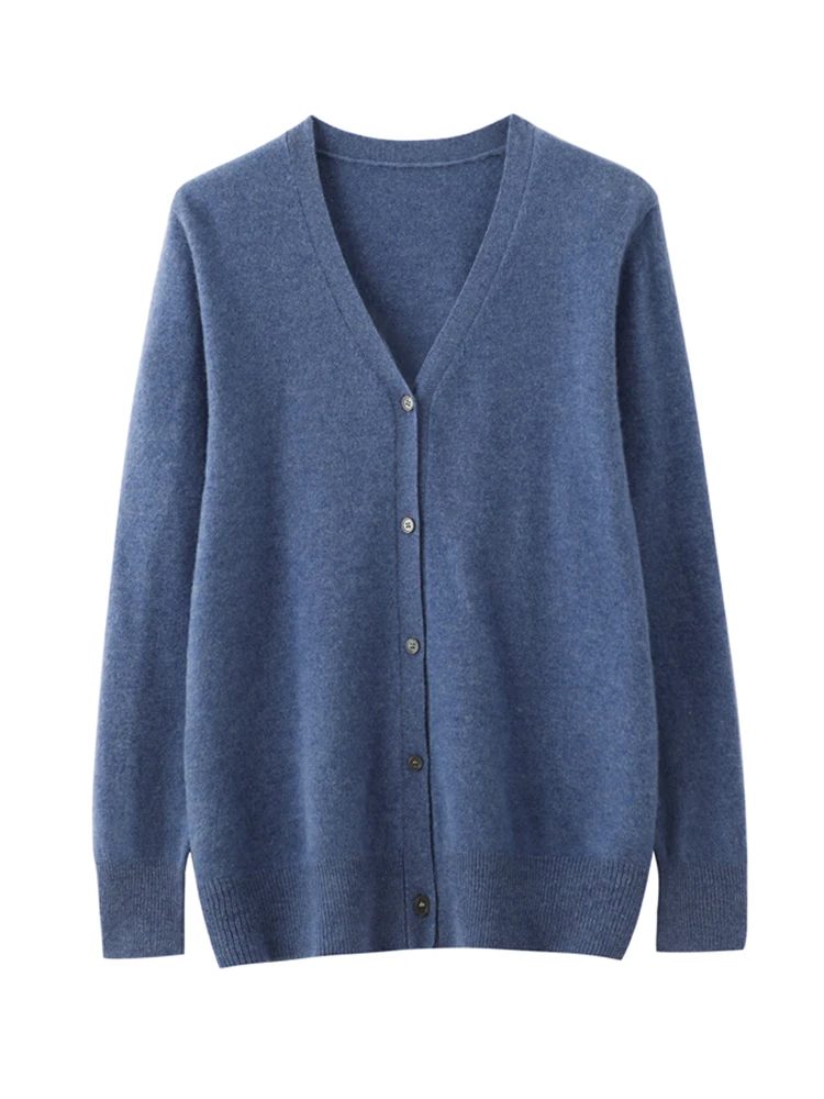 Men's V-neck Cashmere Sweater Autumn Winter Cardigans Basic 100% Merino Wool Knitwear Long Sleeve Korean Style Clothing Tops New