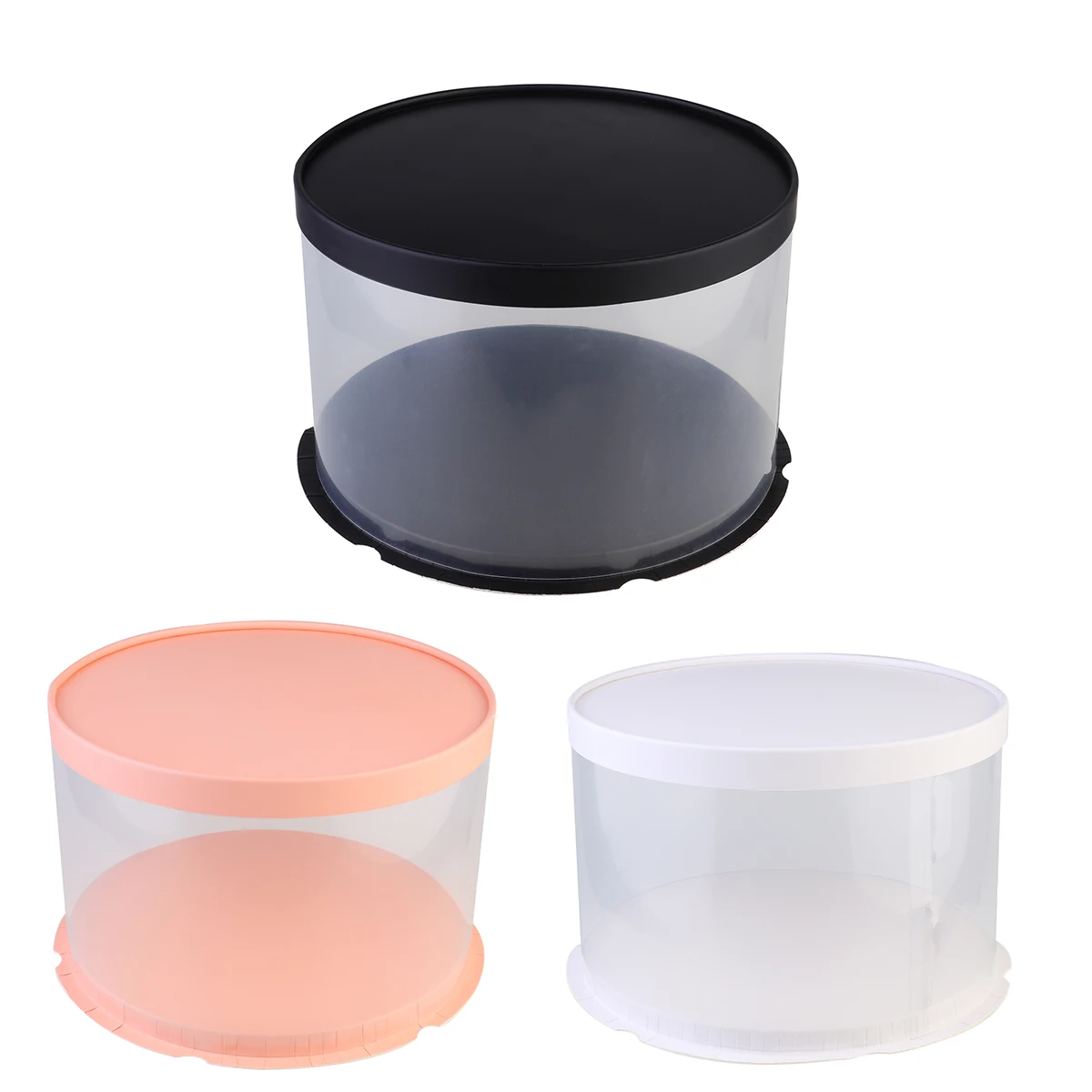 

3 Pcs Baking Cake Gift Box Paper Cases Round Bakery Boxes 6-inch Container Transparent Square Black