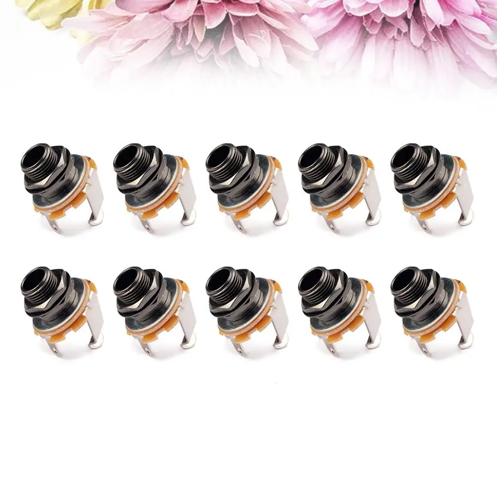 

10PCS Black Jack Yellow Film Socket Connector Guitar Plate Output Endpin Input Durable Chrome Plated Musical Instrument Parts