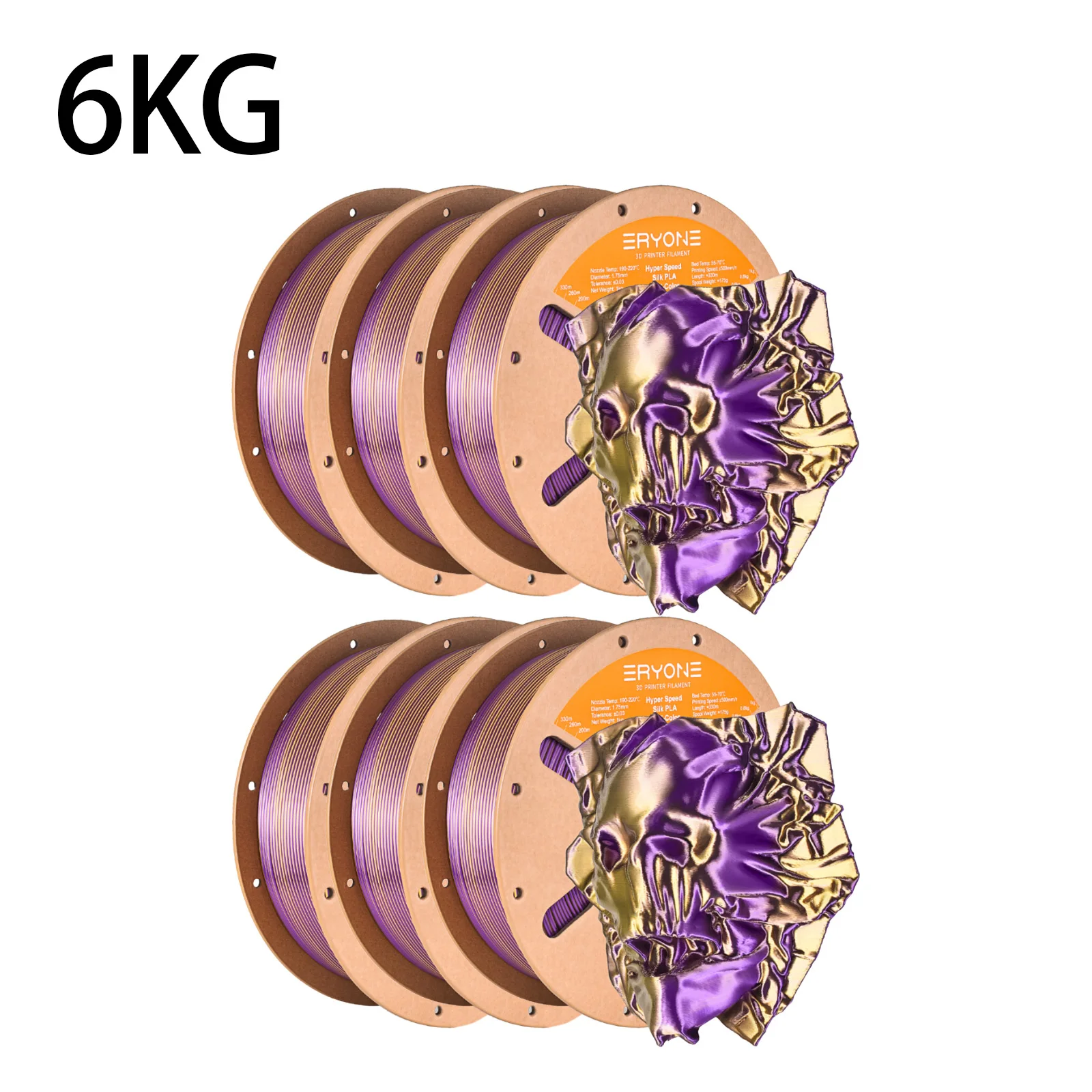ERYONE Hyper Speed Dual Color Silk PLA Filament 3D Printer Hyper Speed Coextrusion Filament PLA Shiny
