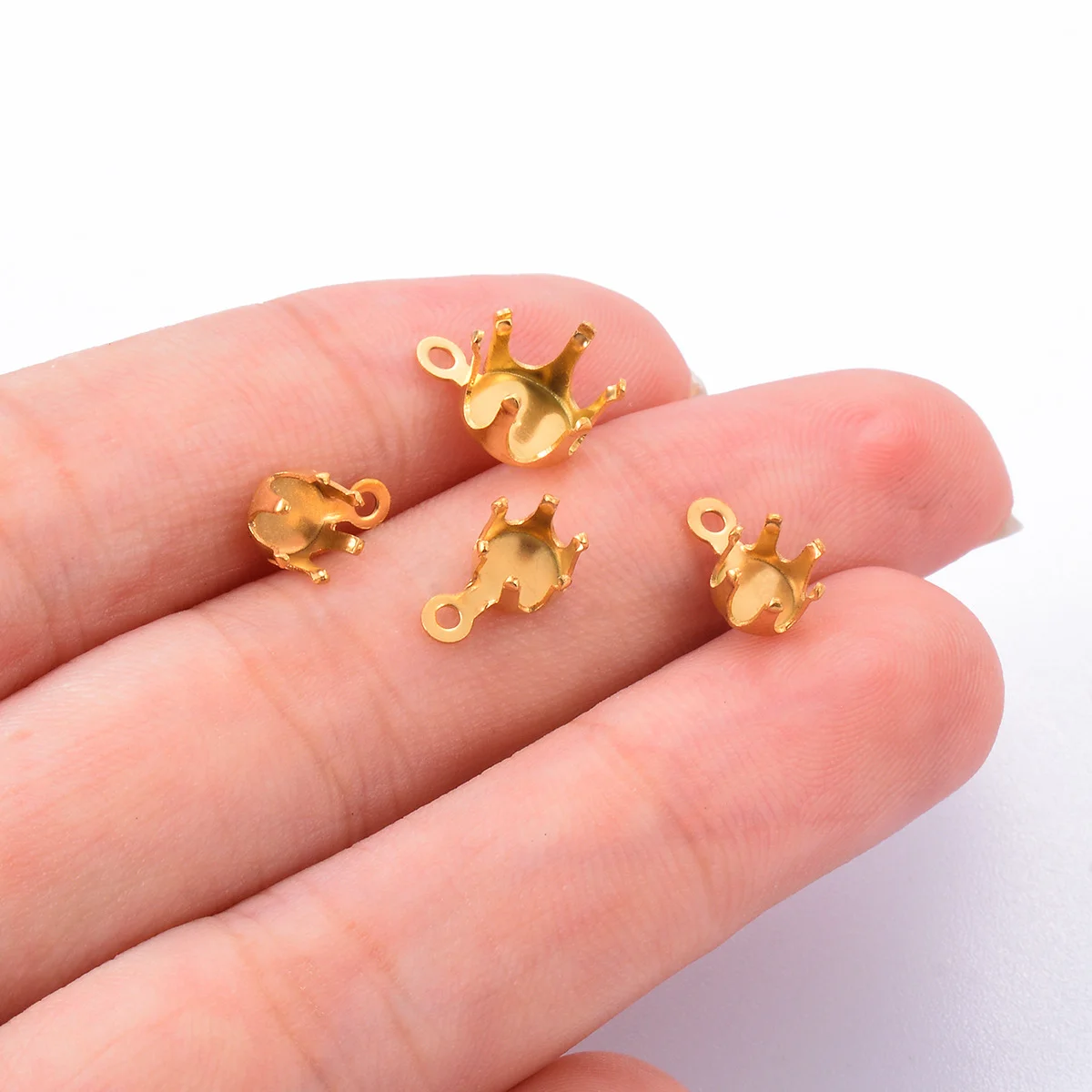 50pcs/lot Stainless Steel Gold Silver Color Blank Claw Setting Base Clasps 5mm-8mm Rhinestone Beads DIY Earrings Findings
