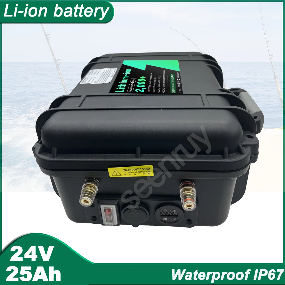 24V 25AH  ABS Li-ion With Charger Built-in 30A BMS Deep Cycle Electric Surfboard Fishing Boat Lithium Polymer Battery