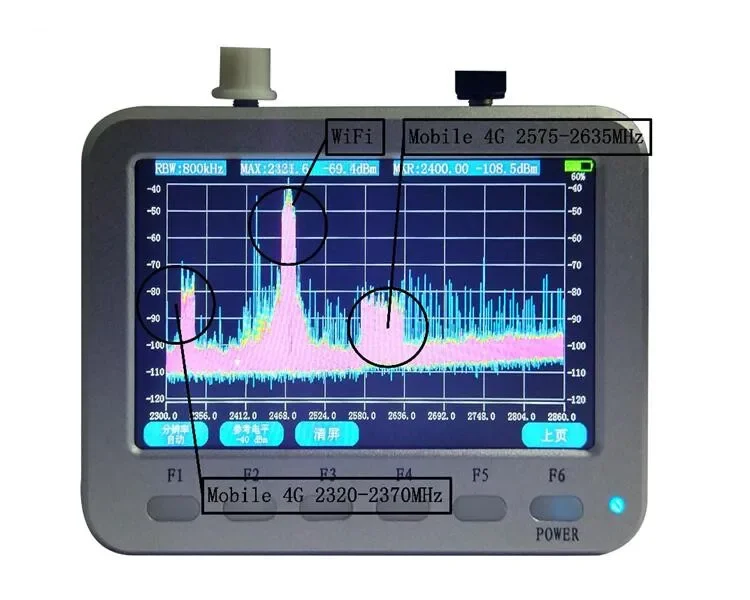 Neuer tragbarer 10 MHz ~ 2,7 GHz Spektrumanalysator 5,0 Zoll LCD-Display Signalfrequenzmessgerät XT-127