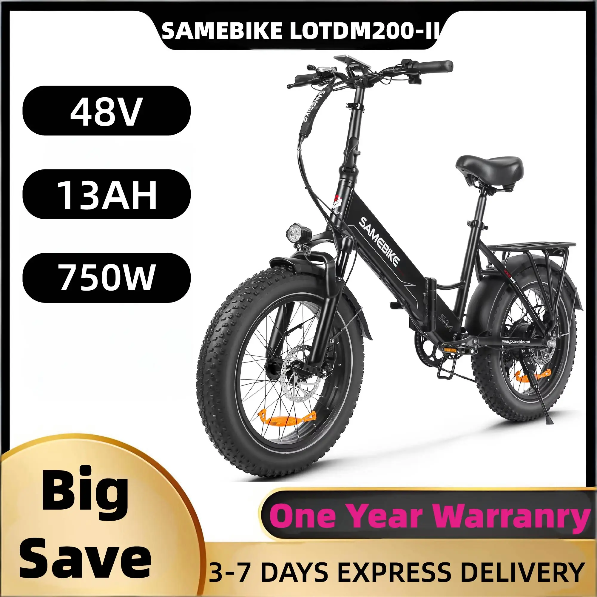 

SAMEBIKE LOTDM200-II NFC Smart Key Electric Bicycle 750W 48V13AH Folding Electric Bike 20*4.0 Inch Fat Tire Mountain E-Bike