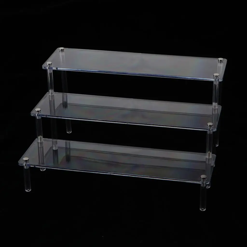 Clear Acrylic 3 Tier Ladder Display Stand for Action Figures Model Cars Vehicles Toy Doll Storage Rack