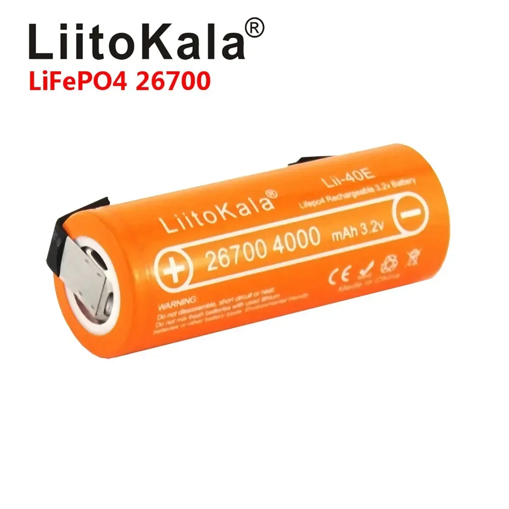 LiitoKala 3.2V 26700 4000mAh LiFePO4 bateria 35A ciągłe rozładowanie maksymalnej dużej mocy + niklowane arkusze