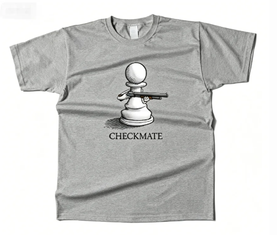 Mens Cotton Checkmate Graphic Chess Funny T Shirt Street Casual Style Tee for Men and Women . Moisture Wicking Graphic T Shirts.