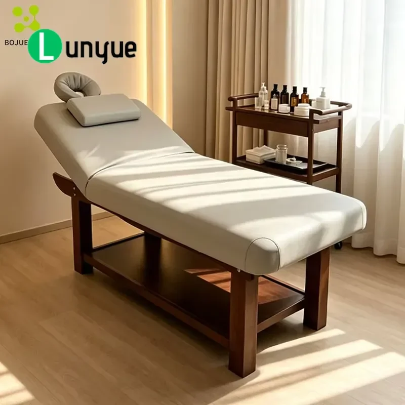 Modern Luxury Wooden Beauty Table Portable Massage Bed for Spa Facial Eyelash Tattoo Skin Care Furniture Wholesale