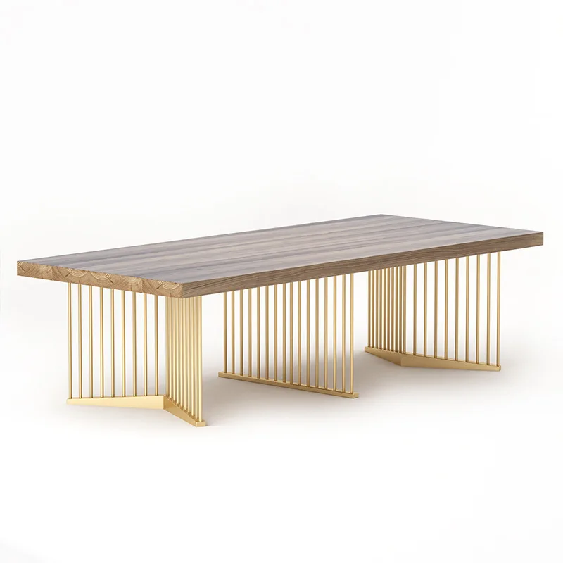 

American solid wood conference table long table, creative large office wrought iron training table