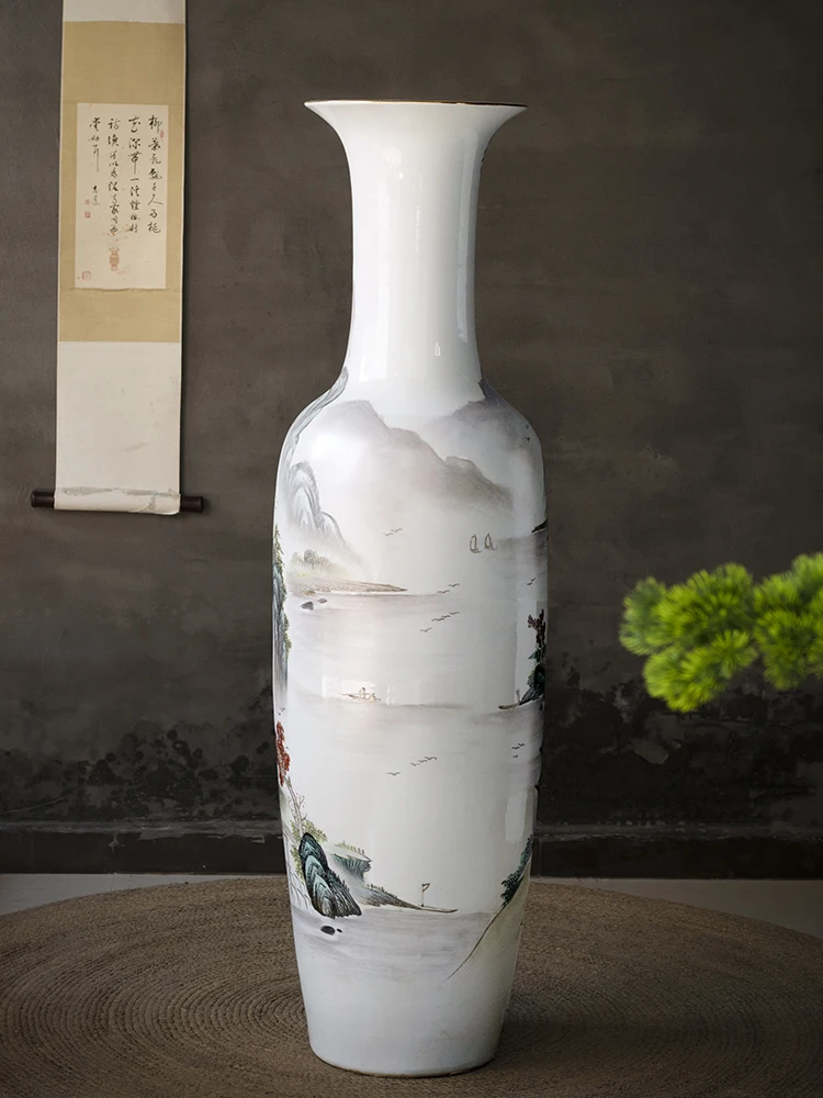 

Floor Large Vase Chinese Flower Arrangement Living Room Entrance Hotel Famous Decoration Porcelain Decoration Large